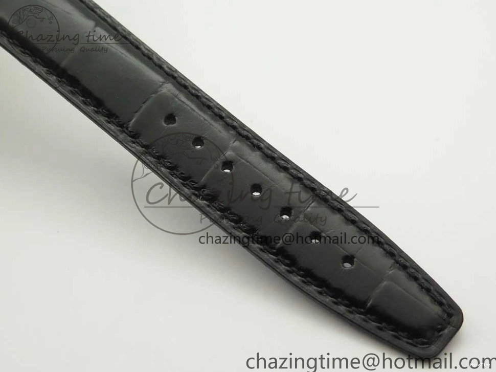 MIROTIME 0309 Portofino Automatic SS FKF 1:1 Best Edition White Dial RG Markers on Black Leather Strap A Stretchable 7141